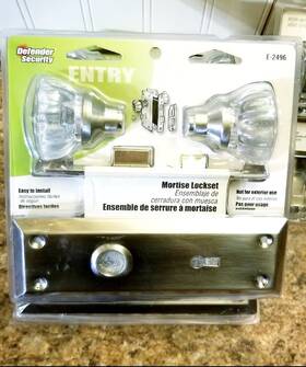 E-2496 Prime Line Defender Security Satin Nickel Keyed Mortise Entry Lock Set With Glass Knob E2496
