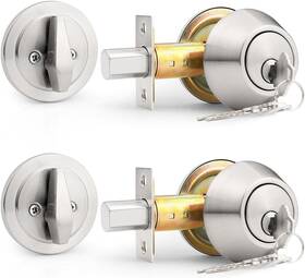 Probrico 313027873855 2 Pack Keyed Alike Single Cylinder Deadbolts Brushed Nickel Combo Pac