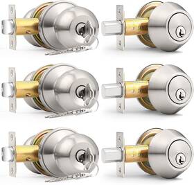 Probrico 445002761796 3 Pack Exterior Door Knob And Single Cylinder Deadbolt Lock Combo Set
