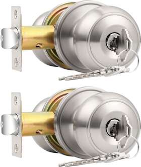 Probrico 690000912535 2 Pack Keyed Alike Locks Entry Door Knobs Entrance Lock Sets In Brus