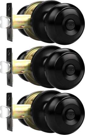 Probrico 695638775286 Privacy Door Knob Lockset Bed Bath Stainless Steel Matte Black