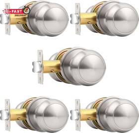 Probrico 705353239762 Brushed Nickel Passage Door Knobs Round Handles For Hall Or Closet Knob