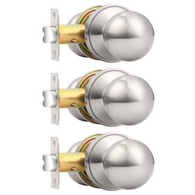 Probrico 709889631328 Round Passage Door Knobs Interior Hall/closet Handles Brushed Nickel Bal