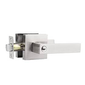 Probrico 710328655997 Keyed Entry Door Lever Satin Nickel Square With Lock And Key For B