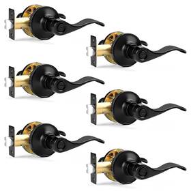 Probrico 710328657113 Matte Black Wave Style Bed/bath Door Levers Privacy Interior Doo