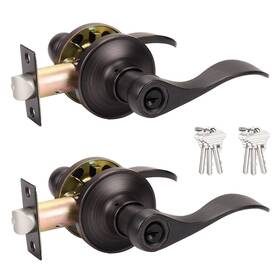 Probrico 710328905641 2 Pack Entrance Lever Door Handle Oil Rubbed Bronze Entry Levers Combo Pac
