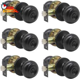 Probrico 711181455366 Black Entry Door Knob With Lock Keyed Alike Round Konbs For Bedro