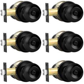 Probrico 713965336229 Flat Black Bed/bath Door Knobs Interior Privacy Locks Keyless Round Do