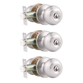 Probrico 715020215197 3 Pack Satin Nickel Round Entry Door Knobs Keyed Alike Exterior/interior D