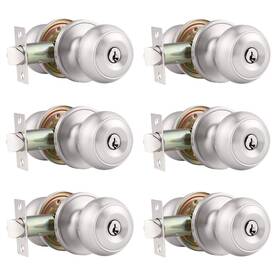 Probrico 715020304211 6 Pack Satin Nickel Round Entry Door Knobs Keyed Alike Exterior/interior D