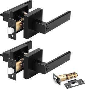 Probrico 716955853546 2 Pack Privacy Door Handles Heavy Duty Matte Black Lever Hardware