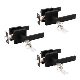 Probrico 716955853737 3 Pack Entry Door Lever With Lock And Key Entrance Handles For Office An