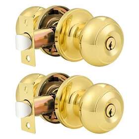 Probrico 716955853966 Entrance Door Knobs Lock Keyed Alike Lockset Polished Brass Same Key Round