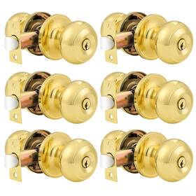 Probrico 716955853997 Entrance Door Knobs Lock Keyed Alike Lockset Same Key 6 Polished Brass