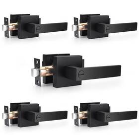 Probrico 717332400704 Heavy Duty Flat Black Square Privacy Interior Door Levers Bedroom And Bathroo