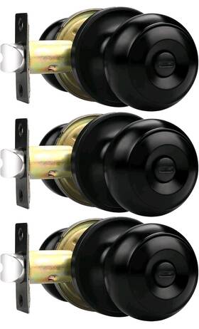 Probrico 717332409387 Matte Black Privacy Door Knobs 3 Pack Dl609bkbk-3pack