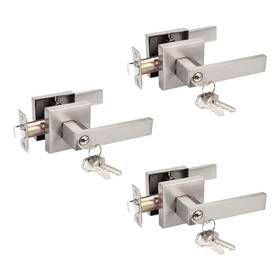 Probrico 717332822933 3 Pack Interior Bedroom Entrance Door Lever Doorknobs Lock One Keyway En