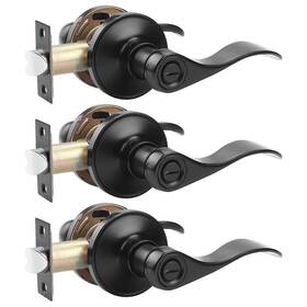 Probrico 717332830167 3 Pack Privacy Door Lever Locking Black Handle Set For Bathroom And Bedro