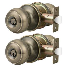 Probrico 717332832550 Entrance Door Knobs Lock Keyed Alike Lockset Antique Brass Same