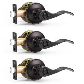 Probrico 718399727414 Oil Rubbed Bronze Wave Privacy Door Levers Interior Bed Bath Handles Keyless