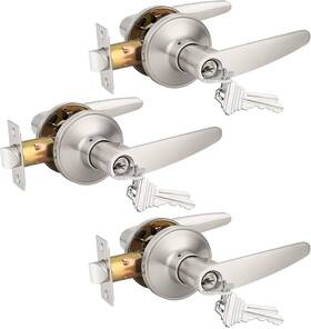 Probrico 726084940499 3 Pack Keyed Entry Door Lever Lock For Exterior Handleset