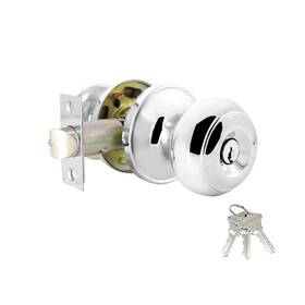 Probrico 941154041263 Polished Chrome Keyed Entry Door Knob Interior Exterior Locks En