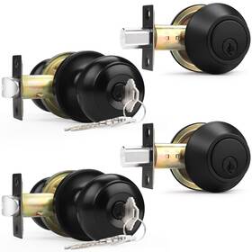 Probrico 941154041928 Entry Knobs Front Door Handles Exterior Lockset And Single Cylinder Deadbolt