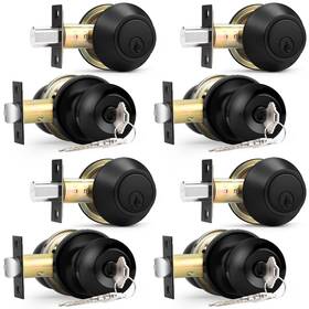 Probrico 941154050296 Flat Black Door Knob And Deadbolt Lock Combo Set Keyed Alike 4 Pack