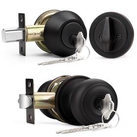 Probrico 941154050357 Keyed Alike Round Ball Entry Door Knob And Single Cylinder Deadbolt