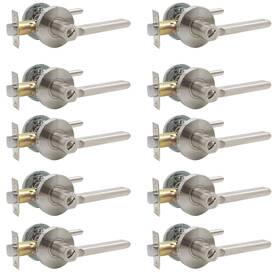 Probrico 941154056984 Satin Nickel Privacy Door Levers Flat Interior Bath/bed Handles