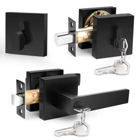 Probrico 941154060653 Flat Black Entry Levers Lock Sets And Single Cylinder Deadbolts Keyed Alike C