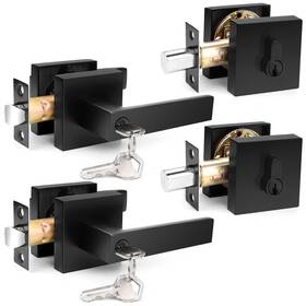 Probrico 941154060660 Square Entry Levers And Single Cylinder Deadbolts Combo Pack Flat B