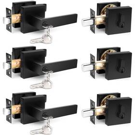 Probrico 941154060677 Flat Black Square Entry Levers Locksets And Single Cylinder Deadbolt