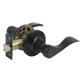 Probrico 941154080828 Wave Shape Passage Door Lever Black Keyless Handle For Hall And Closet Inter