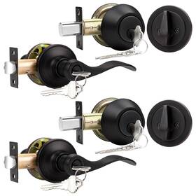 Probrico 972125735058 2 Set Oil Rubbed Bronze Exterior Entry Lever And Single Cylinder Deadbolt Com