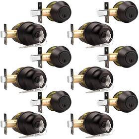 Probrico 972125735485 6 Pack -oil Rubbed Bronze Entry Knob And Single Cylinder Deadbolts Keyed Alik