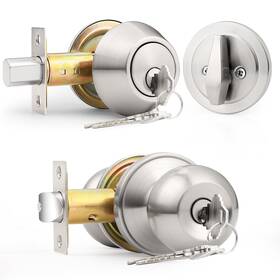 Probrico 972125735768 Entry Door Handle Set With Single Cylinder Deadbolts Combo Pack Satin Nickel