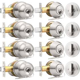 Probrico 972125735799 4 Pack Keyed Alike Entry Handlset With Single Cylinder Deadbolts Combo