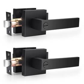 Probrico 972125738455 2 Pack Square Privacy Door Levers Matte Black Bed Bath Handles