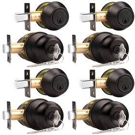 Probrico 972125739780 4 Sets-entry Door Knob Lockset And Single Cylinder Deadbolt Combination Set