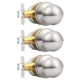 B01e8nt8am Probrico Round Passage Door Knobs 3-pack Interior Hall/closet Handles Brushed Ni