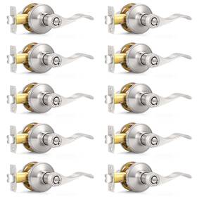 B01i0w7qjm Probrico Privacy Door Levers Handle 10-pack Satin Nickel Wave Style Bedroom Bath