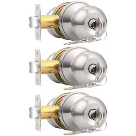 B01n9q3hr1 Probrico Brushed Nickel Entry Door Lock Set 3 Pack Keyed Alike Hardware With Key