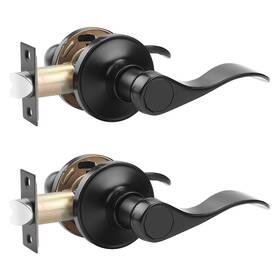 B07gr66vms Probrico 2 Pack Passage Door Lever Set Non-locking Black Finish Wave Handle For