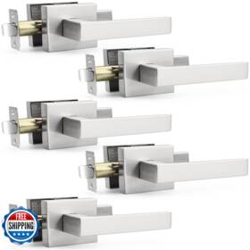 Probrico B07gsrjg57 5 Pack Square Door Lever Lock Handle Lockset Keyless Doorknobs