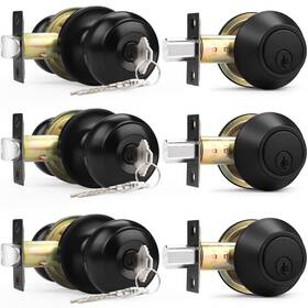 B07t7mb97p Probrico Entry Door Knob And Deadbolt Lock Set 3-pack Flat Black Keyed Alike