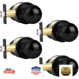 B07vrhw17q Probrico Matte Black Passage Door Knobs 4 Pack Round Interior Handle Keyless Non