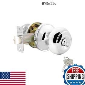 B08bhxlxtb Probrico Keyed Entry Door Knob Lock Colonial Flat Ball Entrance Set Polished Chr