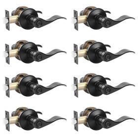 Probrico B0btpkkg9w 8 Pack Privacy Door Leverlocking Black Handle Set For Bathroom