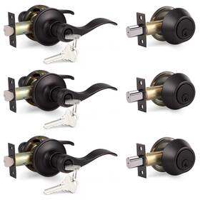 Probrico B0byz926jf Oil Rubbed Bronze Entry Lever And Deabolt Sets Keyed Alike Drop Levers